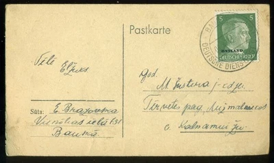 Latvia Ostland Solo Rate 5Rpf. Bauske 06.4 1944 Bauska Easter Greetings WW2 Occ. - Image 1 of 2