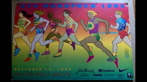 Vintage Official NYC Marathon 1995 Poster 33 x 22 in Pop Art - Picture 1 of 10