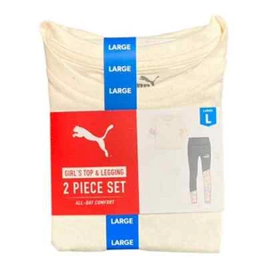Puma Girl's Cream/Grey 2 Piece Top and Legging Set - Sizes S/L/XL - NWT - Picture 1 of 4