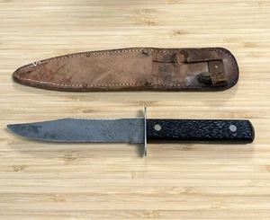 Vintage Imperial Prov Ri USA Hunting Knife Black Handle 5" Blade - Picture 1 of 20