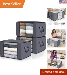 Organization Made Easy: 3 Foldable Storage Bins for Clothes with Zipper Closure - Picture 1 of 9