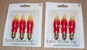Vtg Red Flame Tip Replacement Bulbs C7 Christmas Candle Candelabra 2 Pkgs # - Picture 1 of 2