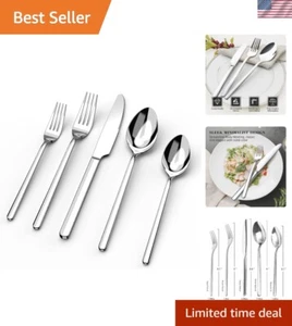 Dishwasher Safe 40-Piece 18/10 Stainless Steel Flatware Set for Stylish Parties - Picture 1 of 9