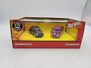 Hot Wheels 100% 40th Anniversary Volkswagen Bus & Bug Limited Edition Set PICs - Picture 1 of 6