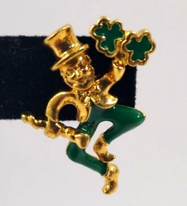 Pin Avon 1996 Dancing Leprechaun Día de San Patricio Figura Esmalte Tack Tac - Imagen 1 de 2