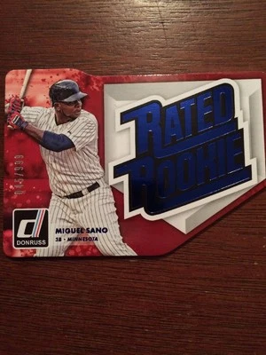 2016 Donruss Rated Rookies Die Cut Blue #1 Miguel Sano Ser#45/999 Minnesota Twin - Image 1 of 2
