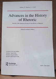 Advances in the History of Rhetoric Volume 22 Numbers 1-3 - 2019 ~Arthur Walzer - Picture 1 of 2