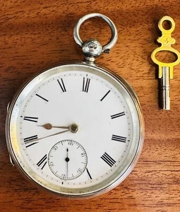 Lewes England 1880 Tanner Open-Face Fusee Taschenuhr 48mm, Schlüsselaufzug mit Schlüssel - Bild 1 von 4