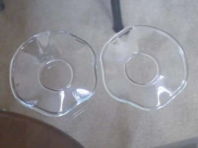 2 bobeches de vidrio antiguos vintage collar de cera para velas captadores de goteo volantes transparentes Foto 1 de 3