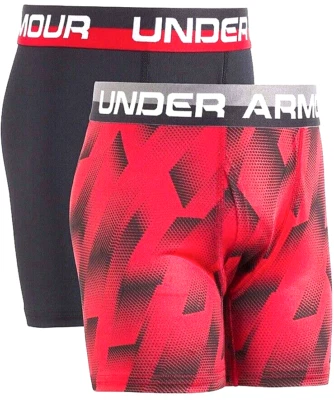 Under Armour UA Youth Boys Boxerjock Boxer Brief SZ Small 2-Pk Red Black - Image 1 of 4