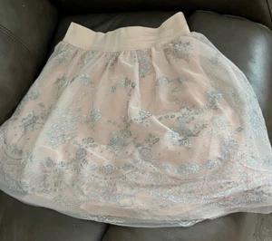 Girls Pink Skirt with Silver Glittery Sparkles Tulle, Lined - Picture 1 of 4