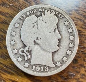1913 Barber Quarter Nice Original Good CHRC - Picture 1 of 2