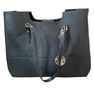 BUENO of California Classic Double Handle Tote Women’s Black Shoulder Bag - Picture 1 of 12