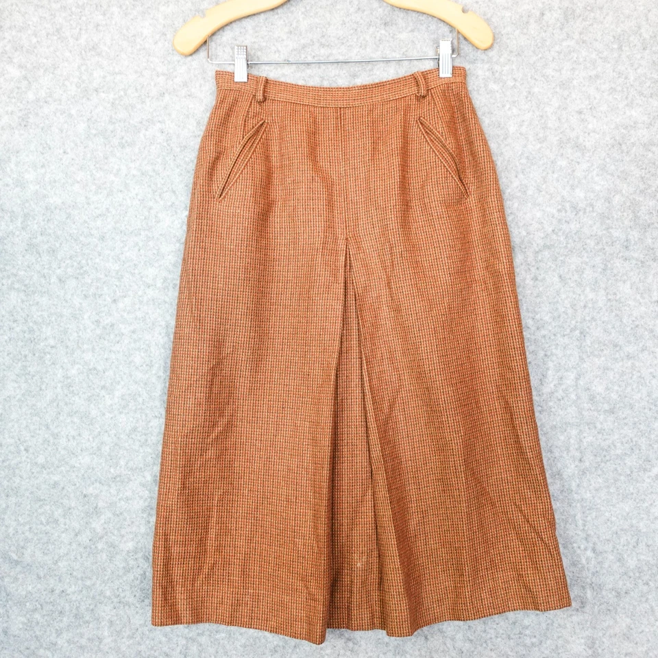 Falda Pata de Gallo Lana Vintage XS Marrón Lana Plisada Academia Años 90 GEORGE MASKET Foto 1 de 4