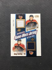 2002-03 PACIFIC HEADS UP HEATLEY/KOVALCHUK/COLE+ GAME-WORN JERSEY QUADS GOLD /30