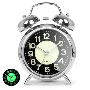 Super Loud Alarm Clock for Heavy Sleepers Adults,Twin Bell Retro 4 In Silent Non - Picture 1 of 12