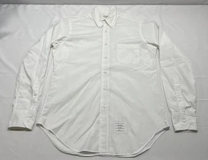 Men's Thom Browne Long-Sleeve Button Up Shirt Mens Size 3 Solid White Stripes - Picture 1 of 8