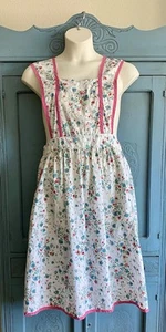 Vintage 1960’s/70’s (?) Floral Full Apron w/ Back Tie, Handmade, Cotton, Pockets - Picture 1 of 16