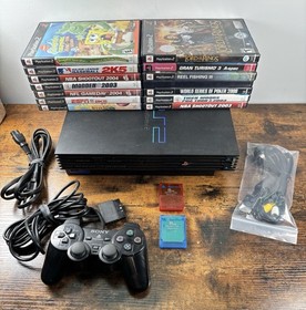 Sony PlayStation 2 Fat Console Bundle w/ Controller Cords 14 Games PS2 Works