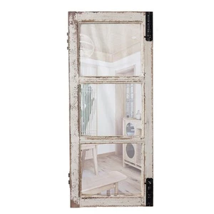 Farmhouse Wood Frame Window Mirror 14" x 33", Vertical Hanging Distressed Whi... - Picture 1 of 8