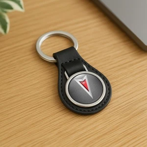 Pontiac Classic Leather Keychain | Car Logo Keyring | Auto Key Fob Charm - Picture 1 of 3