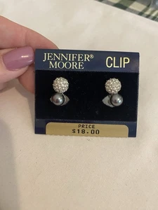 Vintage Jennifer Moore Ohrclips Strass - Bild 1 von 3