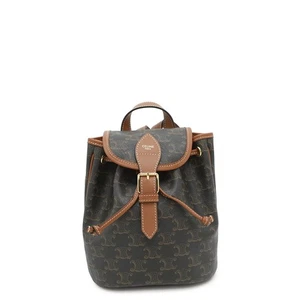 CELINE Triomphe Falco Mini Backpack PVC/Calf Leather Tan 197662 - Picture 1 of 12