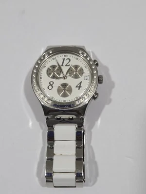 斯沃琪手表 Irony Dreamwhite YCS511GC 白色表盘 2008 年无测试。 仅适用于零件 — 第 1/4 张图片