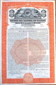 Southern Bell Telephone and Telegraph Company 1939 Vertical Bond Certificate - Bild 1 von 1