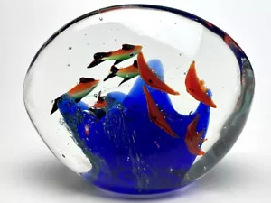 Fermacarte acquario pesci barriera corallina corallina scena oceanica subacquea vetro artistico vintage - Foto 1 di 5
