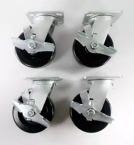 5" x 2" Phenol Radrolle - Lenkbar mit Bremse (4EA) - Bild 1 von 4