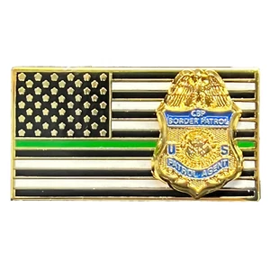 CBP Border Patrol Agent Thin Green Line Flag Pin Honor First BPA BFP-001 - Picture 1 of 3