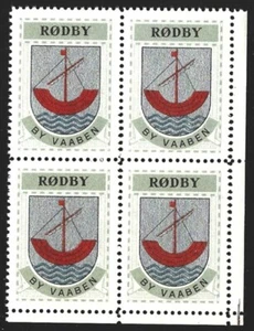 Denmark 1940-42 RØDBY Cinderella BLOCK from Jensen's Arms Series VF-NH - Picture 1 of 2
