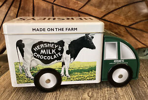 Hershey’s tin truck milk chocolate cow Wheels White Green Made On The Farm