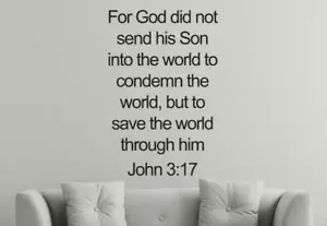 John 3:17 Bible Quote Wall Art Decal Sticker - Picture 1 of 4