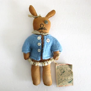 Muñeca de tela arte popular bebé conejito 10 pulgadas conejo andrajoso primitivo hecha a mano Pascua - Imagen 1 de 7
