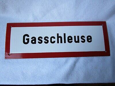 Altes Emailschild Gasschleuse Emaille-Schild 42x15cm Alt Aber Unbenutzt Top! Rar • 287.67€