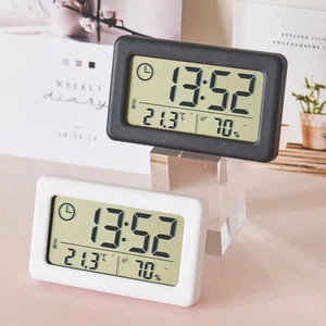 Thermometer Hygrometer Digital LCD Clock Indoor Temperature Humidity Meter - Picture 1 of 16