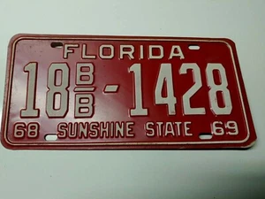 1968 1969 Florida matrícula Lee County N.O.S. - Imagen 1 de 2