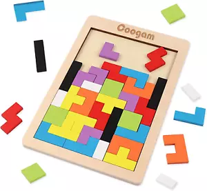 Wooden Blocks Puzzle Brain Teasers Toy Tangram Jigsaw Intelligence Colorful 3D R - Picture 1 of 12