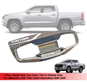 4 Door Handle Bowl Cup Cover Chrome For Mitsubishi L200 Triton 2024 2025 - Picture 1 of 4