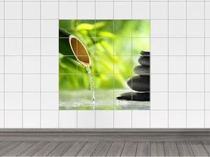 Fliesenaufkleber Wellness Spa Bambus Steine Wasser Badezimmer Fliesenbild - Bild 1 von 1