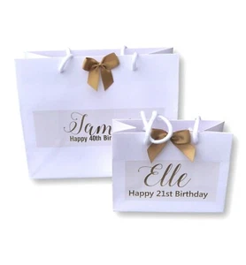 Personalised printed Birthday Gift Bag 18th 21st 30th 40th 50th 60th gold print - Picture 1 of 1