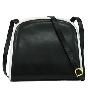 Salvatore Ferragamo Leather Shoulder Crossbody Bag Black White Gold - Picture 1 of 10