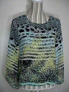 ALFANI- Women's Animal Printed Chiffon Bubble Top With Bright Tim-Tack SIZE: PP. - Picture 1 of 8