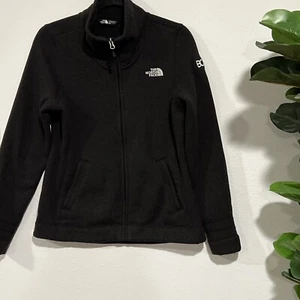 Chaqueta North Face para mujer mediana negra jaspeada suéter forrado de lana cremallera completa logotipo - Imagen 1 de 18
