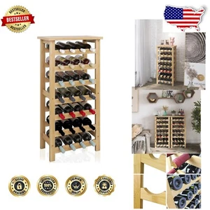 Natural Bamboo Wine Rack with Table Top - 28 Bottles Capacity, Easy Install - Picture 1 of 10