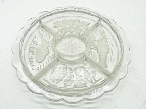 VINTAGE VEG FISH LOBESTER RELISH SAUCE ACID ETCHED SERVING PLATTER TRAY DISH DIP - Picture 1 of 8