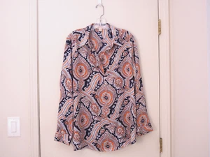 Neu MICHAEL KORS Langarm-Tunika Oberteil mehrfarbig Polyester Paisley Größe L - Bild 1 von 3