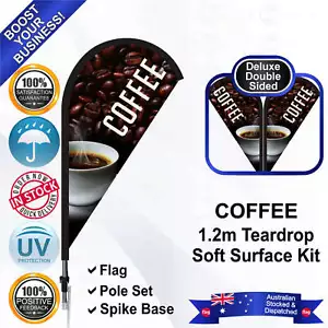 COFFEE Deluxe Brown 1.2m Teardrop Flag/Banner Kit with Spike *Eye Catching - Picture 1 of 8